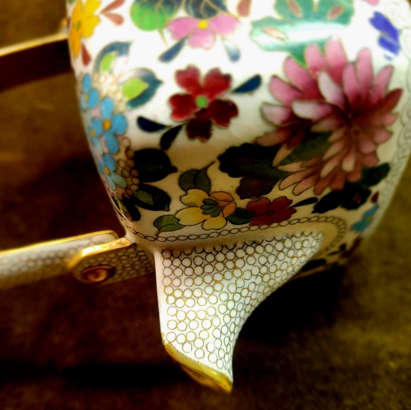 Antique Cloisonne Millefluer Teapot Inhaba Nanaho - Picture 6 of 8